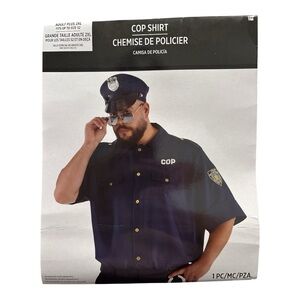 NWT Cop Shirt Adult Costume Police Officer Blue Halloween Cosplay Plus 2XL XXL